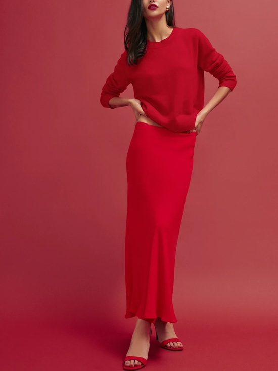 Reformation Dresses & Skirts - Reformation Layla Midi Skirt Poinsettia Red Size 4
